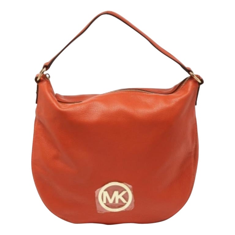 Michael Kors - Hobo zippé en cuir orange avec logo