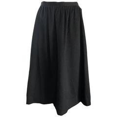 Vintage Yves Saint Laurent Rive Gauche 1970s Black Wool Pleated 70s Midi Skirt 2