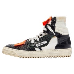 Off-White Schwarz Croc geprägt und Canvas Off Court 3.0 High Top Turnschuhe Größe 38