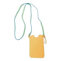 Dolce & Gabbana Orange/Green Leather Logo Charm Phone Crossbody Bag