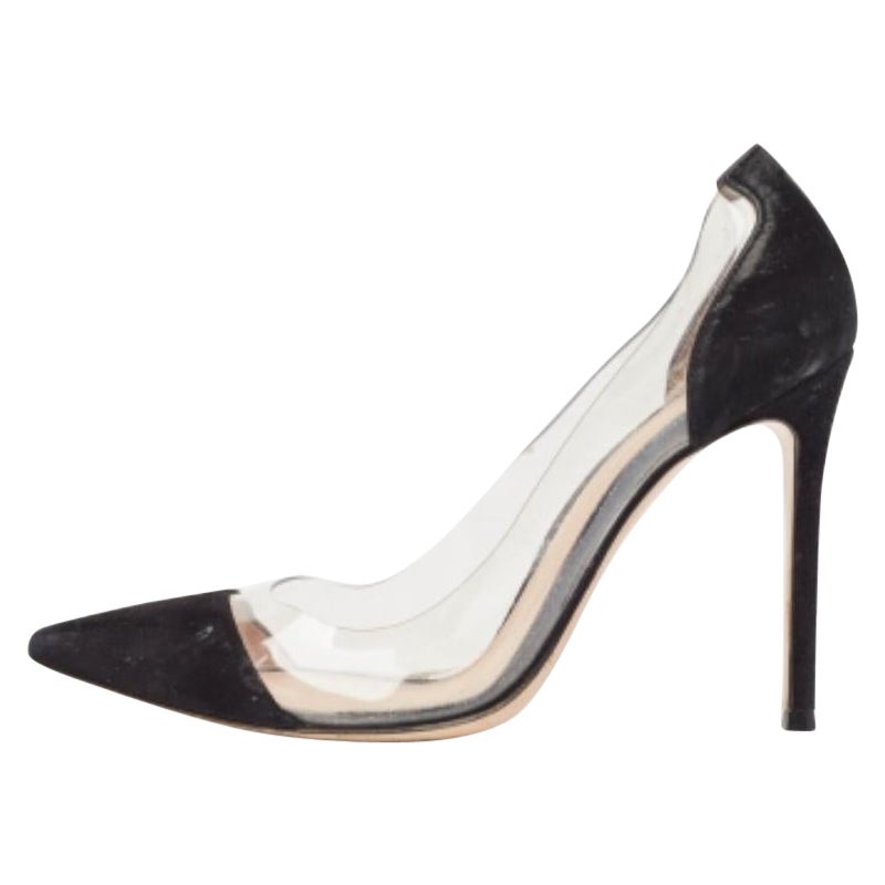 Gianvito Rossi Pumps aus schwarzem Wildleder und PVC-Plexiglas Größe 38