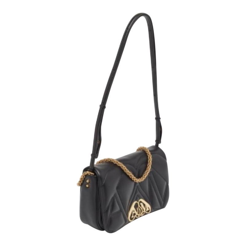 Alexander McQueen Bolso de hombro pequeño The Seal de piel negra