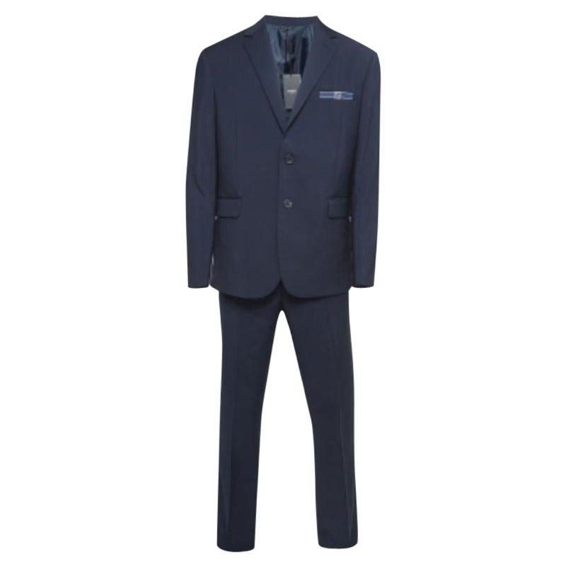Fendi Traje azul marino de lana de un solo pecho L
