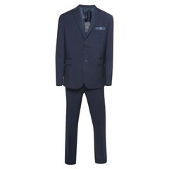 Fendi Traje azul marino de lana de un solo pecho L