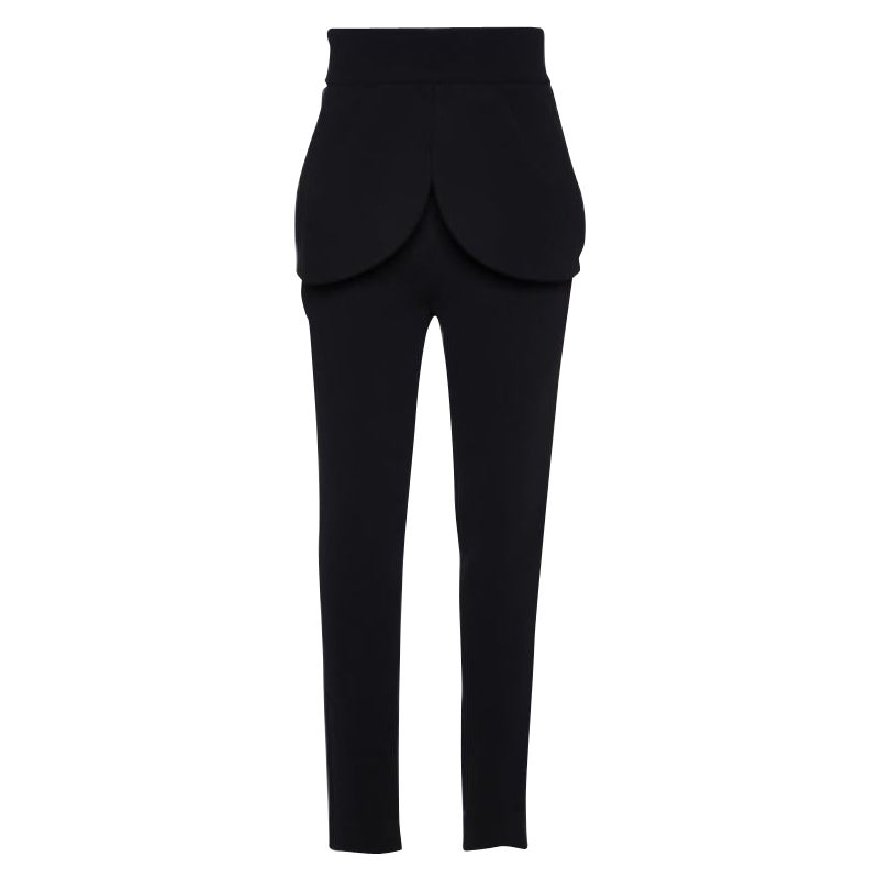 Balenciaga Pantaloni a vita alta in crêpe nero con dettaglio aletta M. I. in vendita