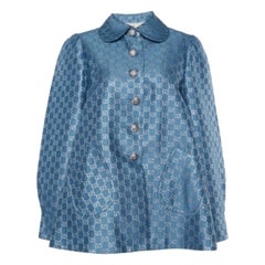 Gucci Blue GG Lurex Wool & Silk Flared Jacket M.
