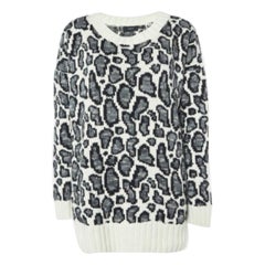 Joseph Animal Patterned Jacquard Wool Round Neck Sweater S