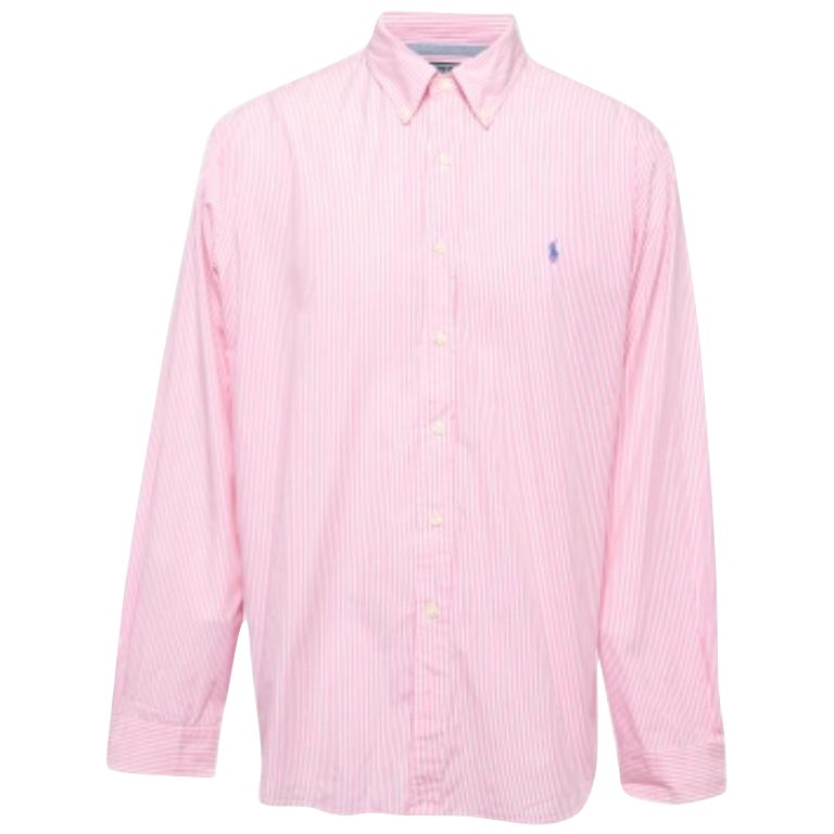Polo Ralph Lauren Chemise à manches longues boutonnées en coton rayé rose XXL