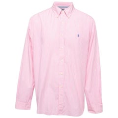 Polo Ralph Lauren Rosa gestreifte Baumwolle Button Down Full Sleeve Shirt XXL