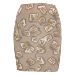 Fendi Grey Logo Monogram Printed Silk Mini Skirt M