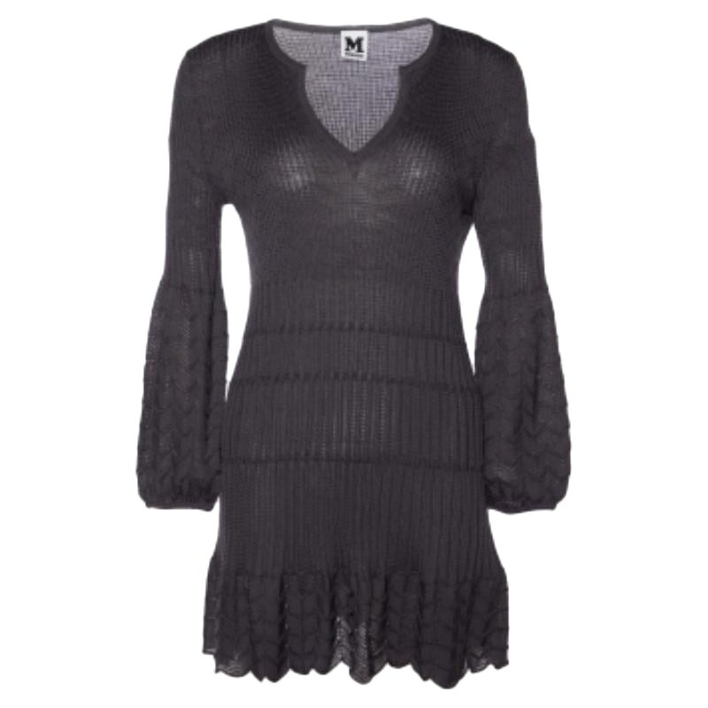 M Missoni Grau gemustertes Strickkleid aus Wollmischung M im Angebot