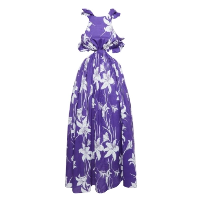 Zimmermann - Maxi abito con volant in cotone con stampa floreale - S in vendita