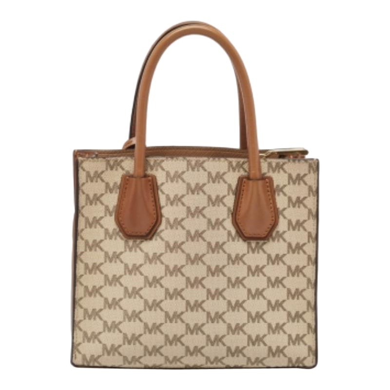 Michael Kors Mini Mercer Tote in pelle e tela Coates marrone/beige in vendita
