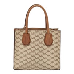 Michael Kors Mini Mercer Tote in pelle e tela Coates marrone/beige