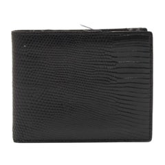 Portefeuille bifold en lézard noir de Prada