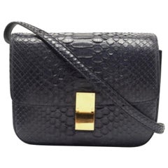 Bolso de hombro Celine Azul Marino Python Medium Classic Box