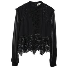 Self-Portrait Black Lace & Chiffon Top M