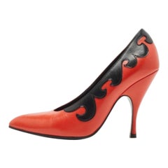 Used Bottega Veneta Orange/Black Leather Pumps Size 38