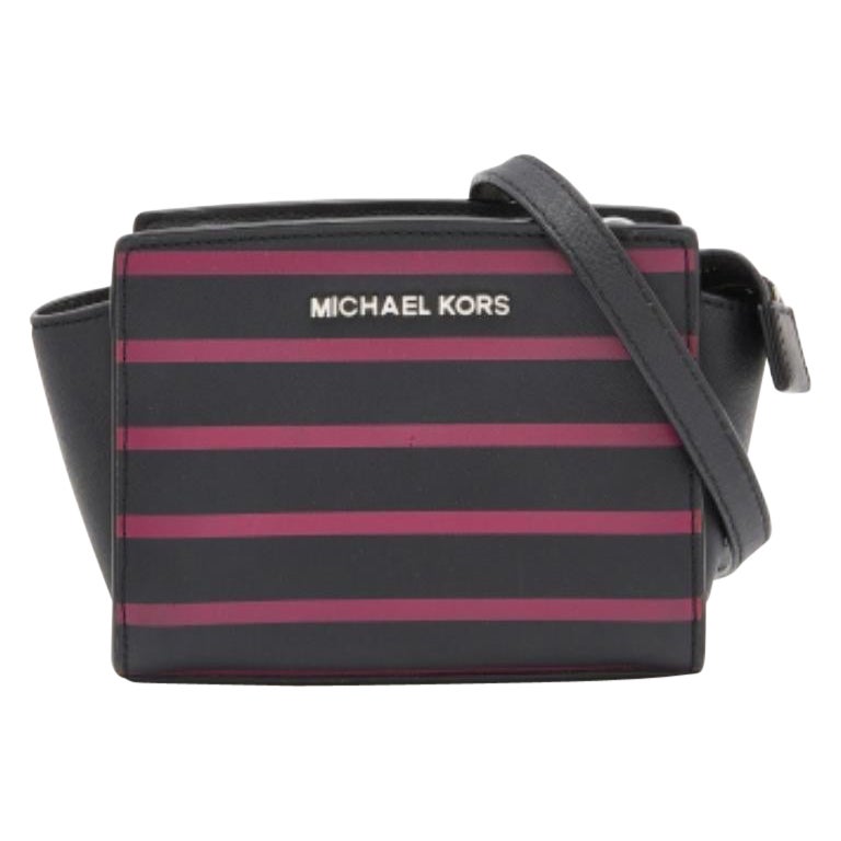 Michael Kors Borsa a tracolla Mini Selma in pelle saffiano nera/rosa