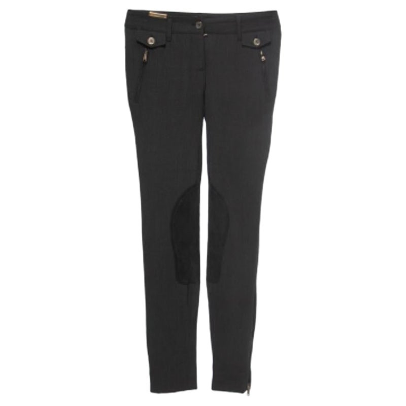Dolce & Gabbana Schwarz Wolle Wildleder Trimmed Slim Fit Hose XS