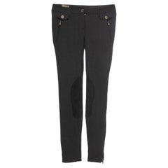 Dolce & Gabbana Schwarz Wolle Wildleder Trimmed Slim Fit Hose XS