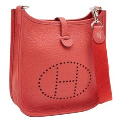 Bolso Hermes Rouge Pivoine Taurillon Clemence Piel Evelyne TPM