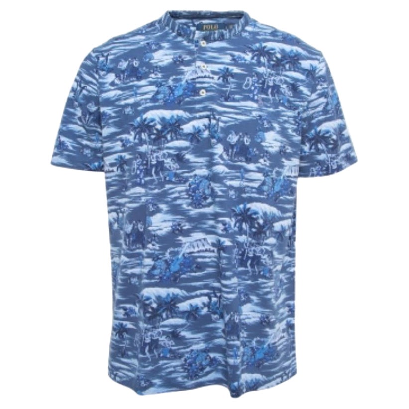 Polo Ralph Lauren Maglietta senza colletto in maglia di cotone blu navy I.L.A.