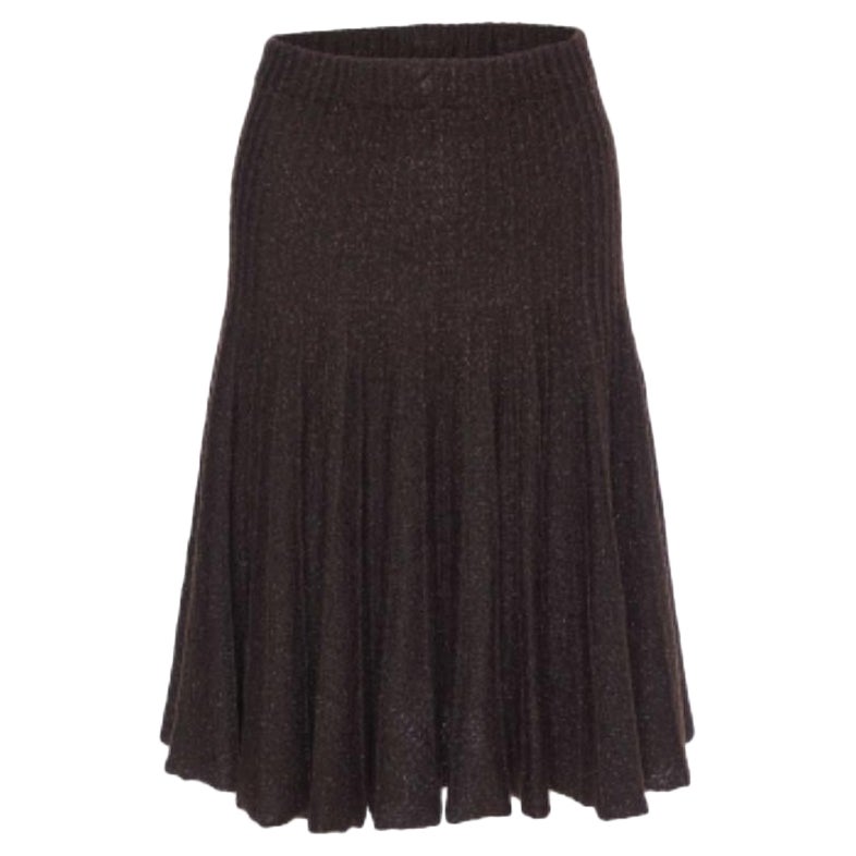 Etro - Gonna midi in lana e lurex marrone S in vendita