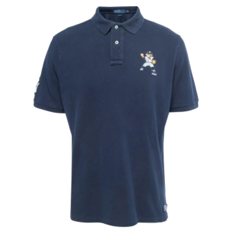 Polo Ralph Lauren Maglietta in cotone ricamata con logo blu navy I.L.A.