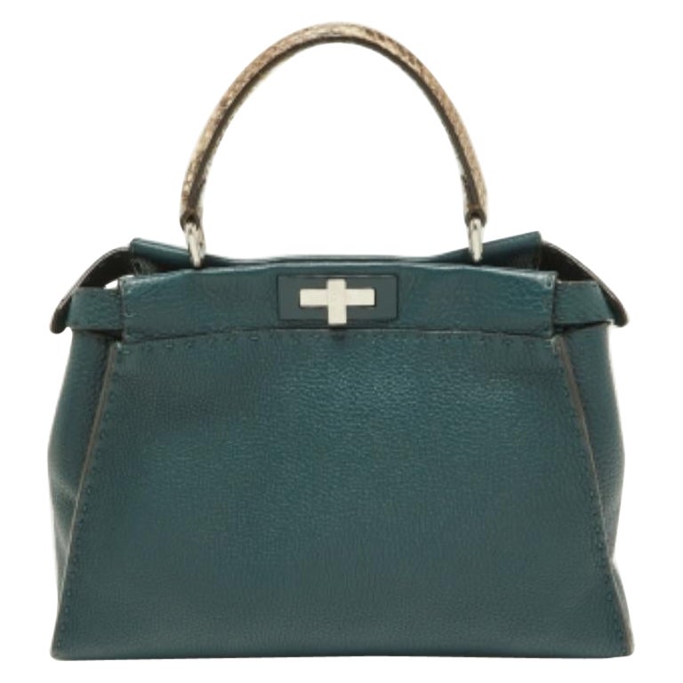 Fendi Greene & Greene Greene & Python Medium Peekaboo Top Handle Bag