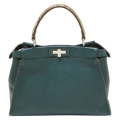 Fendi Greene & Greene Greene & Python Medium Peekaboo Top Handle Bag