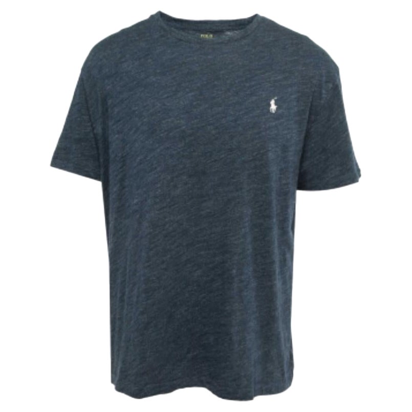 Polo Ralph Lauren Maglietta girocollo in cotone ricamata con logo blu navy XL