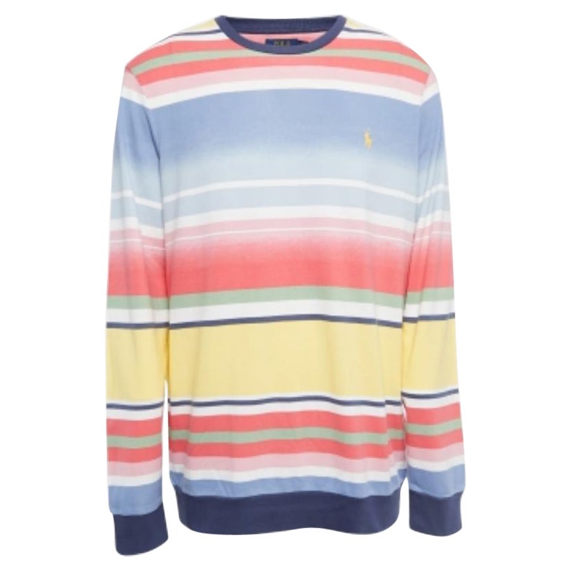 Polo Ralph Lauren Camiseta de manga larga de punto de algodón a rayas multicolor L