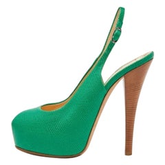 Giuseppe Zanotti Greene & Greene Greene Embossed Leather Slingback Sandals Taglia 39
