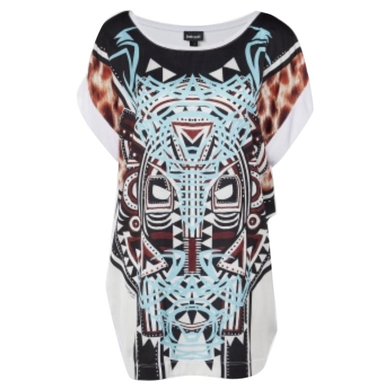 Just Cavalli - Top a tunica in maglia e stampa multicolore