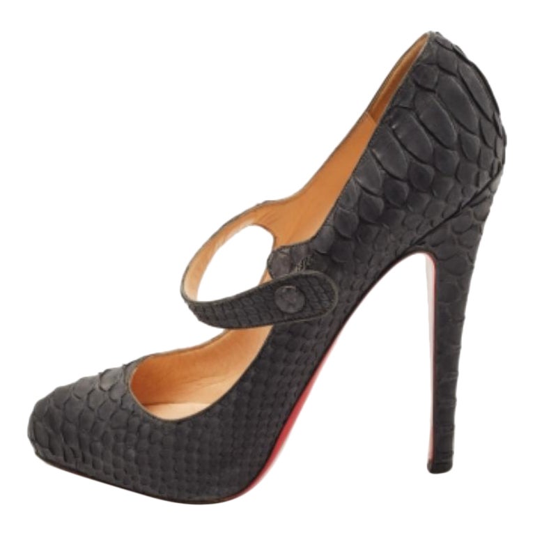 Christian Louboutin Black Python Mary Jane Pumps Size 38.5