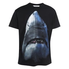 Givenchy Camiseta negra de algodón con estampado de tiburón S