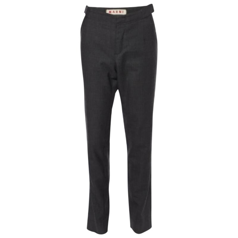 Marni Holzkohle Grau Wolle Tapered Leg Hose S