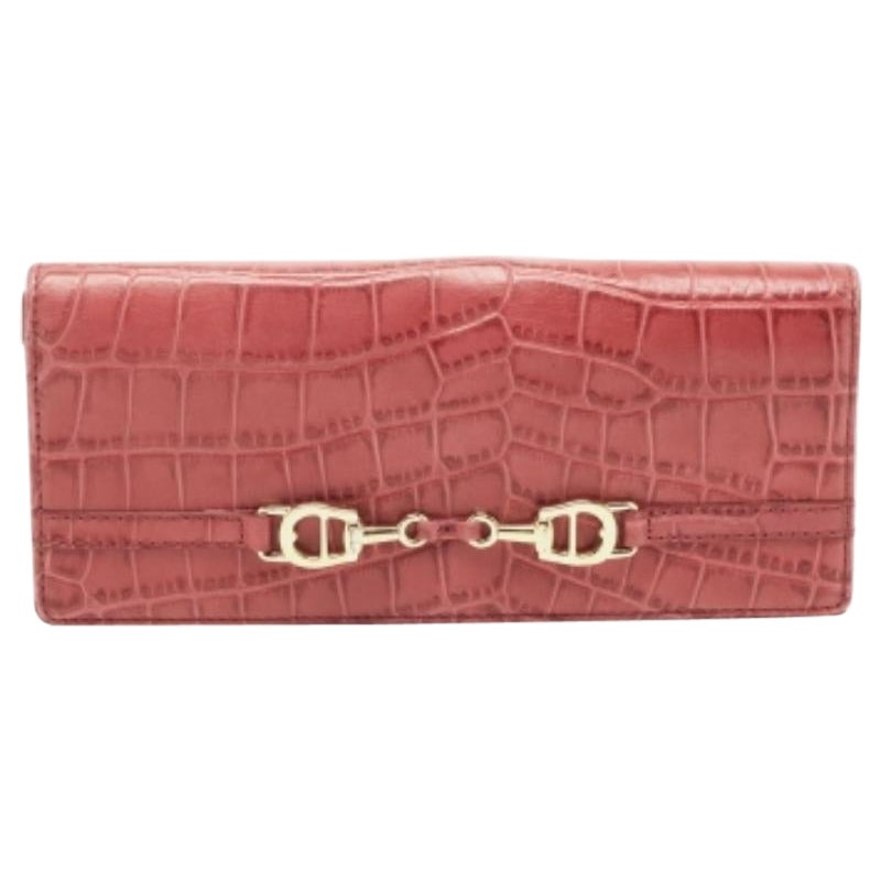 Aigner Rosa Krokodilgeprägte Leder Brieftasche Continental