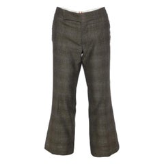 Pantaloni cropped in lana e seta a motivi marroni di Marni S