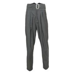 Kenzo Graue Wollfaltenhose mit Gürtel und hoher Taille L