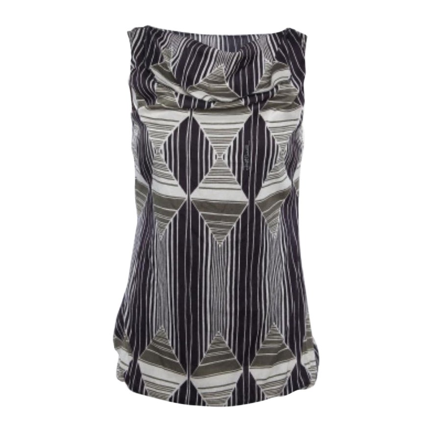 Just Cavalli Top de seda marrón estampado sin mangas M