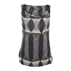 Just Cavalli Top de seda marrón estampado sin mangas M