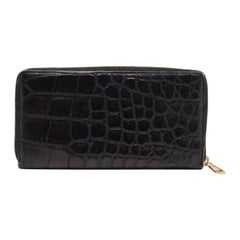 Yves Saint Laurent Schwarz Alligator Zip um Brieftasche