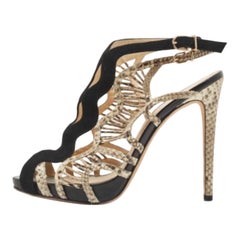 Alexandre Birman - Sandales en daim et cuir de python noir - Taille 40