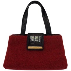 Vintage Bulgari Red Boiled Wool Shoulder Bag