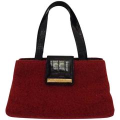 Bulgari Red Boiled Wool Shoulder Bag 1