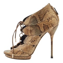 Gucci Metallic Python Open Open Toe Ankle Boots Size 36.5