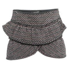 Isabel Marant Silver Zig-Zag Patterned Lurex Knit Mini Skirt M