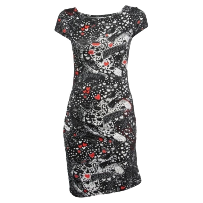 Just Cavalli Schwarz  All-Over Print Stretch-Nylon-Minikleid M